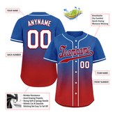 Custom Blue Red Fade Fashion Personalized Authentic Baseball Jersey BSBJ01-D0a70bd